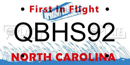 QBHS92 North Carolina License Plate