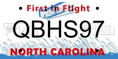QBHS97 North Carolina License Plate