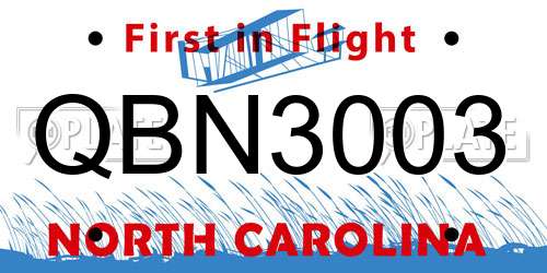 QBN3003 North Carolina License Plate
