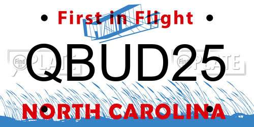 QBUD25 North Carolina License Plate