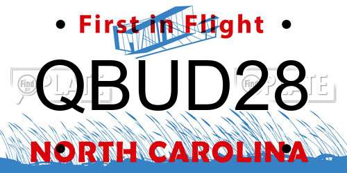 QBUD28 North Carolina License Plate