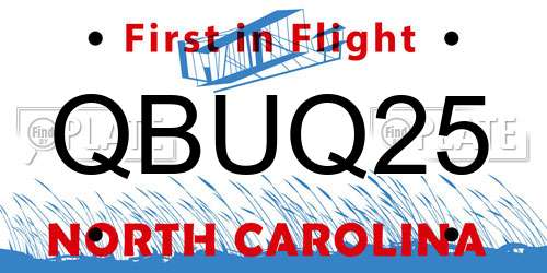 QBUQ25 North Carolina License Plate