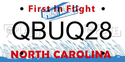 QBUQ28 North Carolina License Plate
