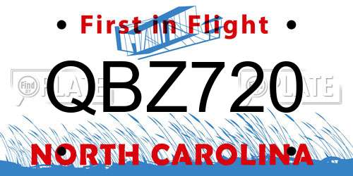 QBZ720 North Carolina License Plate