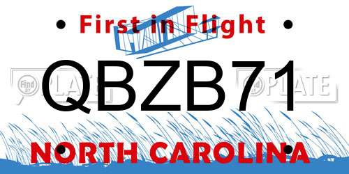 QBZB71 North Carolina License Plate