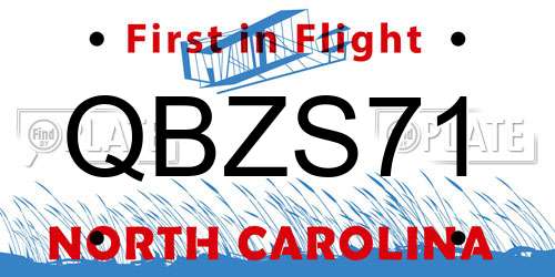 QBZS71 North Carolina License Plate