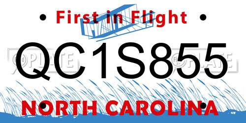 QC1S855 North Carolina License Plate