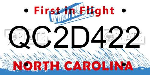 QC2D422 North Carolina License Plate