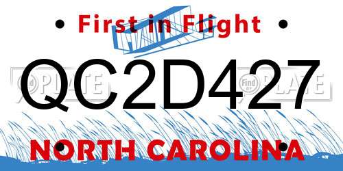 QC2D427 North Carolina License Plate