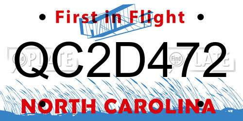 QC2D472 North Carolina License Plate