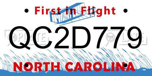 QC2D779 North Carolina License Plate