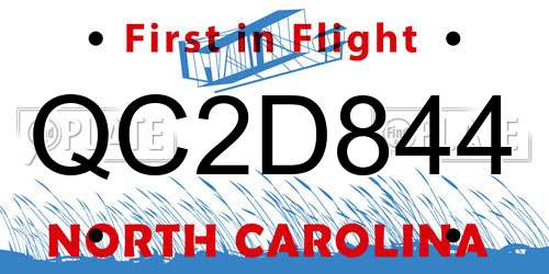 QC2D844 North Carolina License Plate