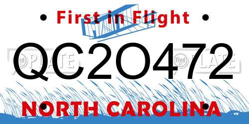 QC2O472 North Carolina License Plate