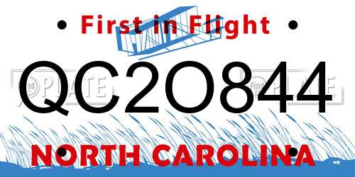 QC2O844 North Carolina License Plate