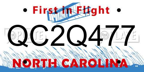 QC2Q477 North Carolina License Plate