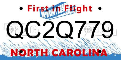 QC2Q779 North Carolina License Plate