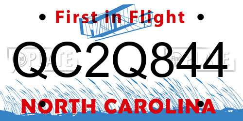 QC2Q844 North Carolina License Plate