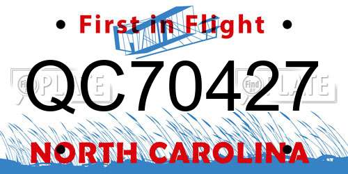QC70427 North Carolina License Plate