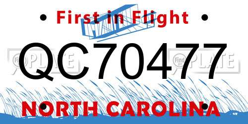 QC70477 North Carolina License Plate