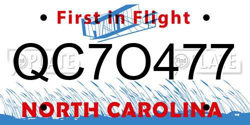 QC7O477 North Carolina License Plate