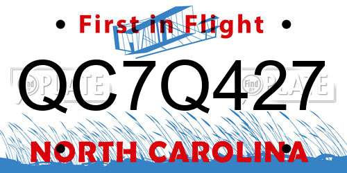 QC7Q427 North Carolina License Plate