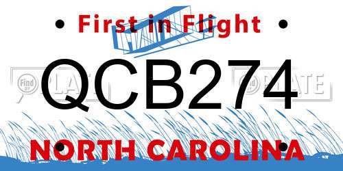 QCB274 North Carolina License Plate