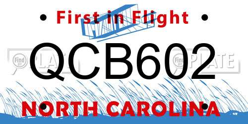 QCB602 North Carolina License Plate