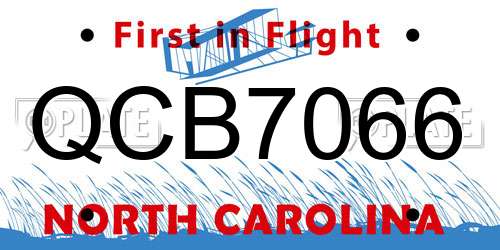 QCB7066 North Carolina License Plate