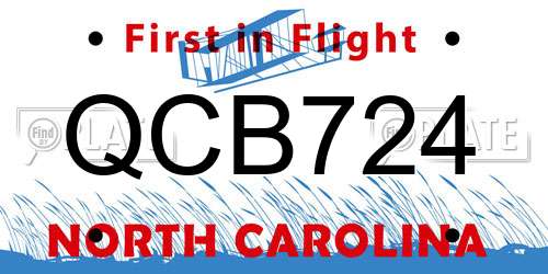 QCB724 North Carolina License Plate