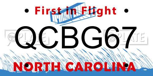 QCBG67 North Carolina License Plate