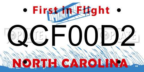 QCF00D2 North Carolina License Plate
