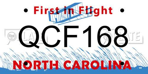 QCF168 North Carolina License Plate