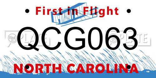 QCG063 North Carolina License Plate
