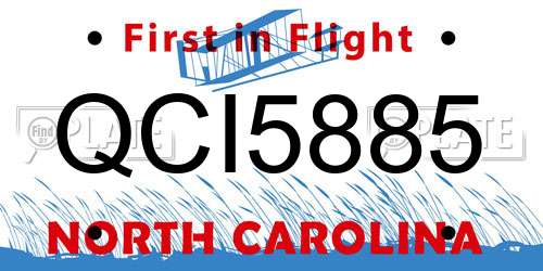 QCI5885 North Carolina License Plate