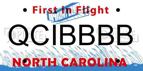 QCIBBBB North Carolina License Plate