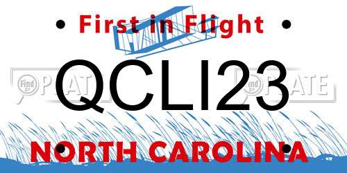 QCLI23 North Carolina License Plate