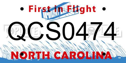 QCS0474 North Carolina License Plate