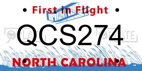QCS274 North Carolina License Plate