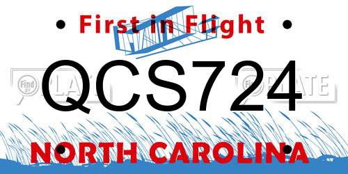 QCS724 North Carolina License Plate