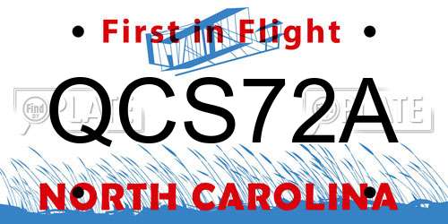 QCS72A North Carolina License Plate