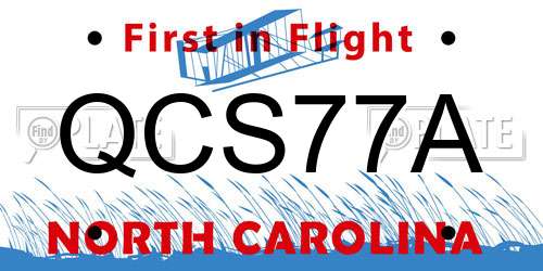 QCS77A North Carolina License Plate