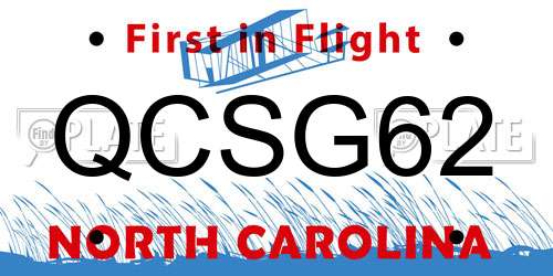 QCSG62 North Carolina License Plate