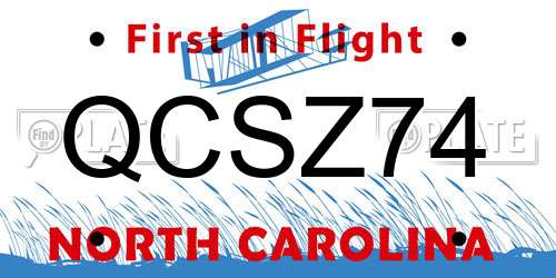 QCSZ74 North Carolina License Plate