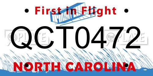 QCT0472 North Carolina License Plate