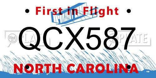 QCX587 North Carolina License Plate