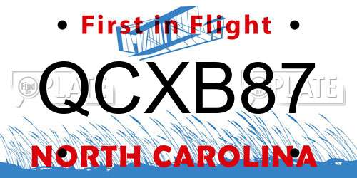 QCXB87 North Carolina License Plate