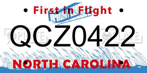 QCZ0422 North Carolina License Plate