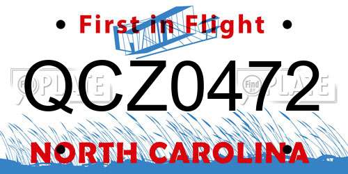 QCZ0472 North Carolina License Plate