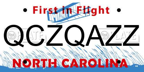 QCZQAZZ North Carolina License Plate