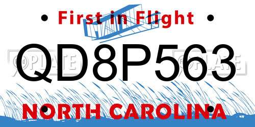 QD8P563 North Carolina License Plate